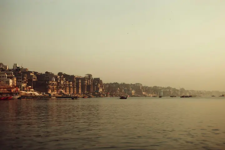 Ghats on the Ganga at dawn, Varanasi